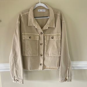 Zara girls raw hem crop denim jacket size 13-14